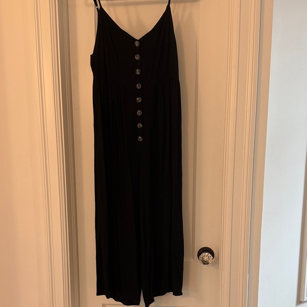 Kori Black Button-Front Jumpsuit